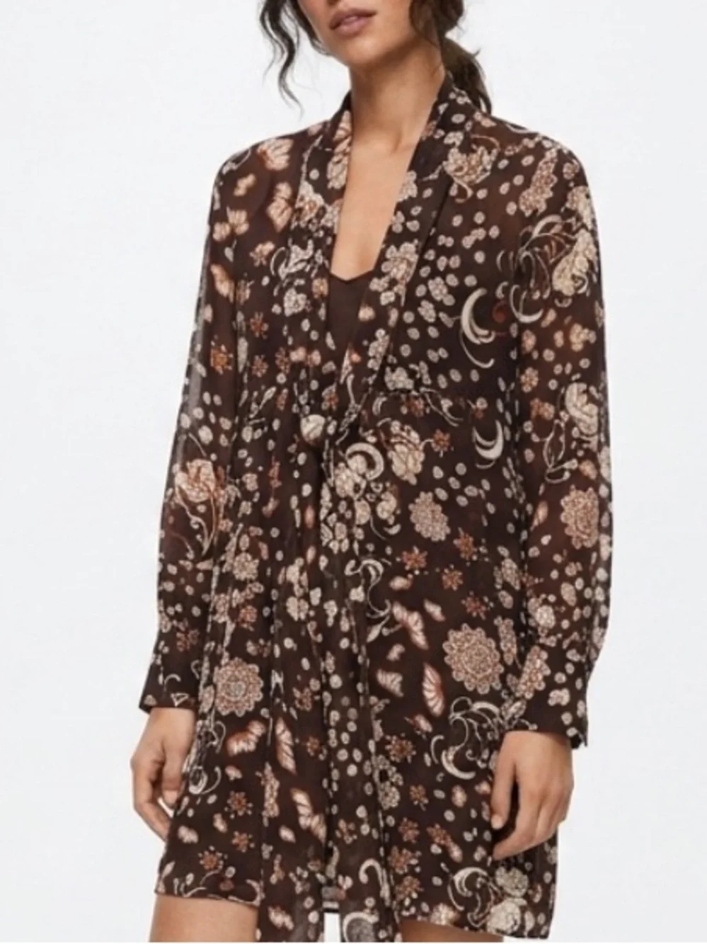 zara brown floral dress Brown Floral Dress Zara